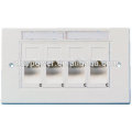 4 rj45 cat5e cat6e socket wall face plate,4xRJ45 unshielded Cat5e angled faceplate